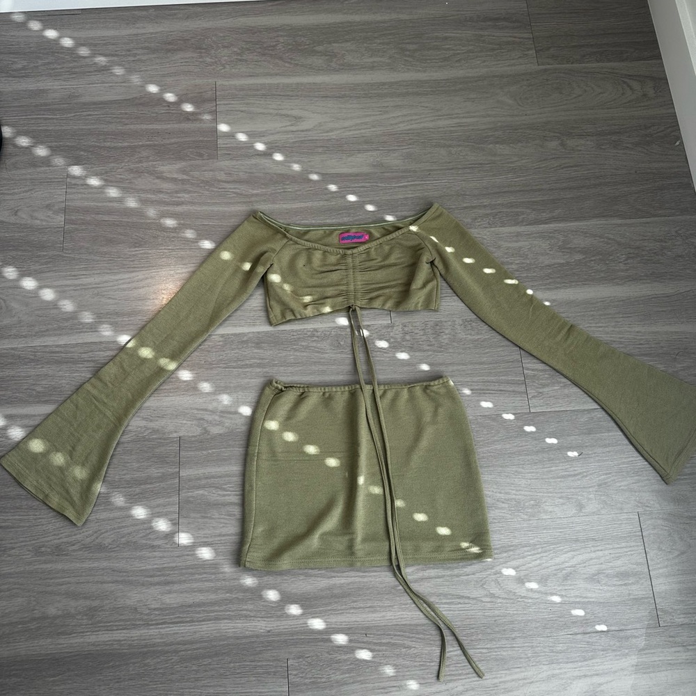 Olive Green Women's Skirt Set